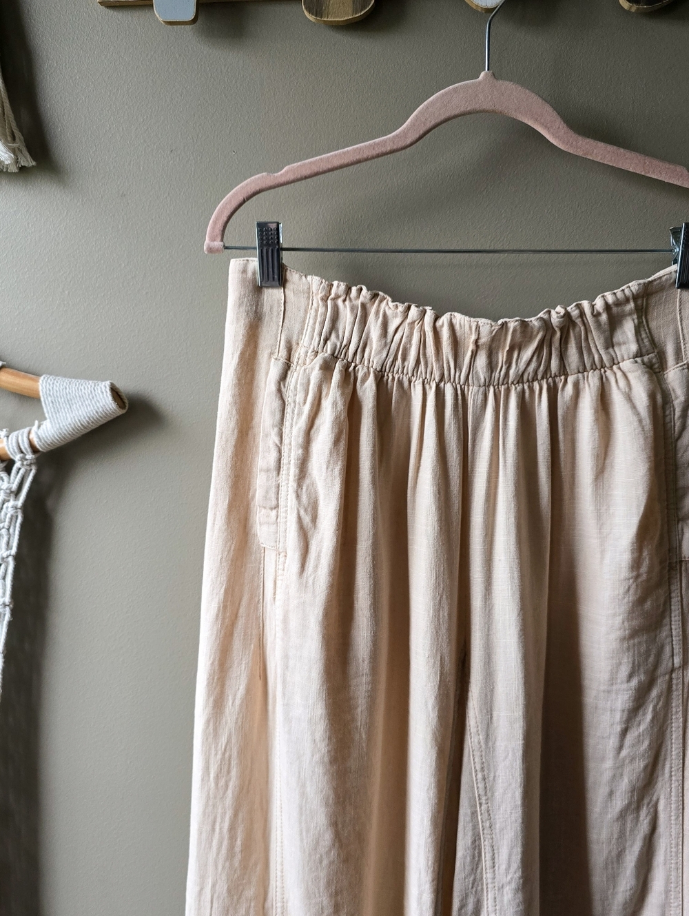Free People Day's End Linen Pull-On Pants Sand Dollar - Picture 6 of 10